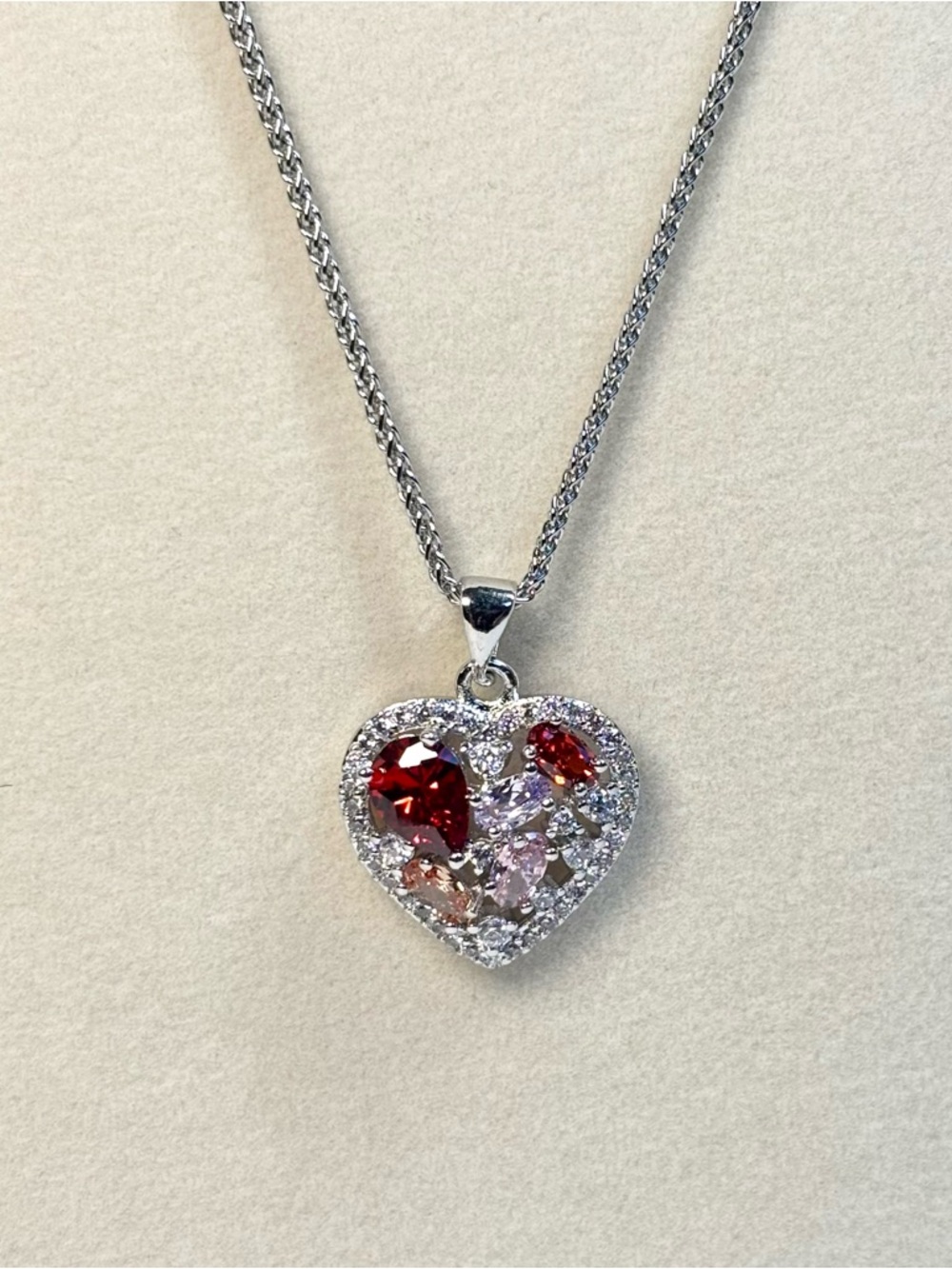 ⚡️18k white gold-plated heart pendant necklace